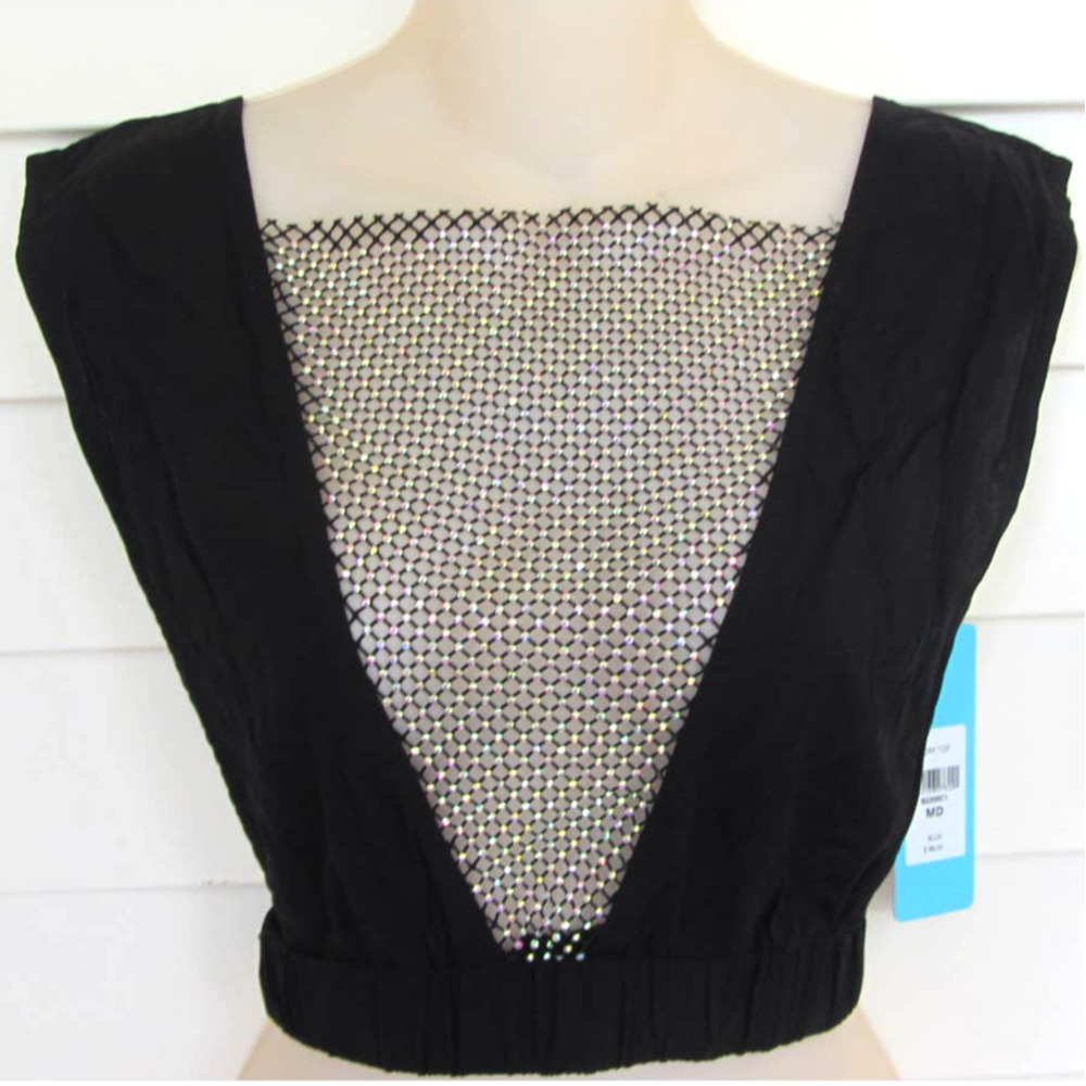 BEACH BUNNY Rory Crop Top NWT Festival Rhinestone